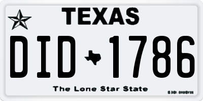 TX license plate DID1786