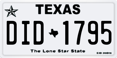 TX license plate DID1795