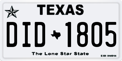 TX license plate DID1805