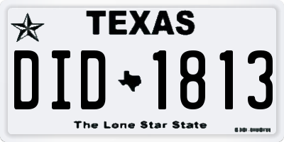 TX license plate DID1813
