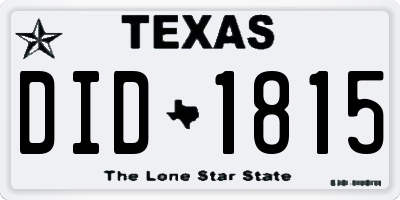 TX license plate DID1815