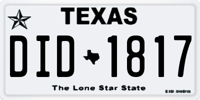 TX license plate DID1817