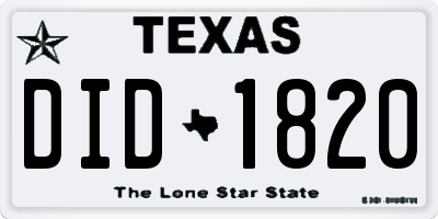 TX license plate DID1820