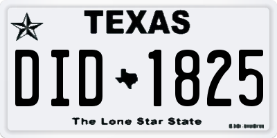 TX license plate DID1825