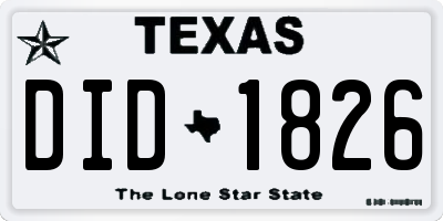 TX license plate DID1826