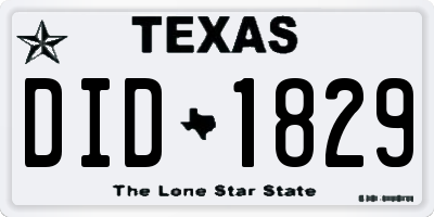 TX license plate DID1829