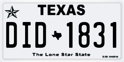 TX license plate DID1831