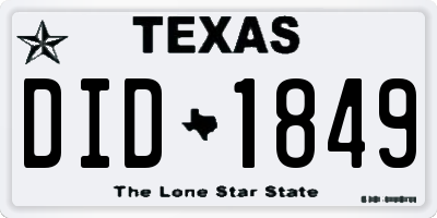 TX license plate DID1849
