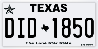 TX license plate DID1850