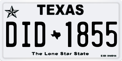 TX license plate DID1855
