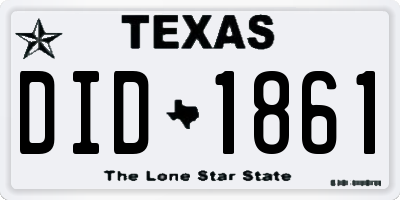 TX license plate DID1861