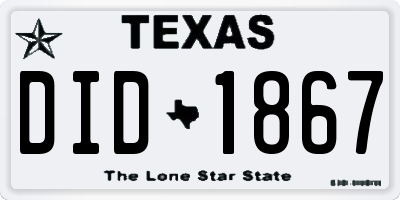 TX license plate DID1867
