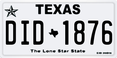 TX license plate DID1876