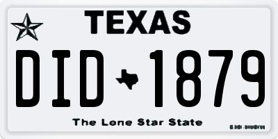 TX license plate DID1879