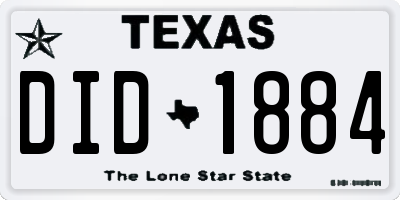 TX license plate DID1884