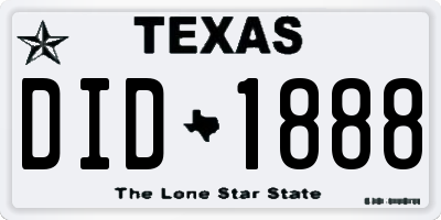 TX license plate DID1888