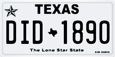 TX license plate DID1890