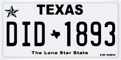 TX license plate DID1893