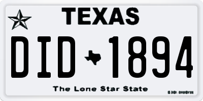 TX license plate DID1894
