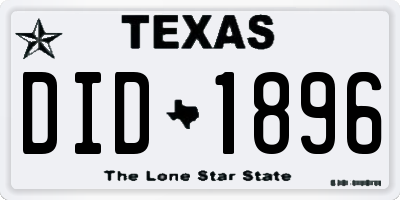 TX license plate DID1896