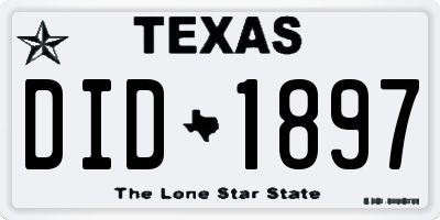 TX license plate DID1897