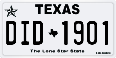 TX license plate DID1901