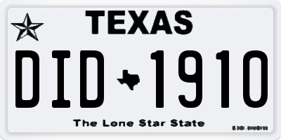 TX license plate DID1910