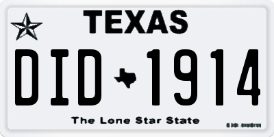 TX license plate DID1914