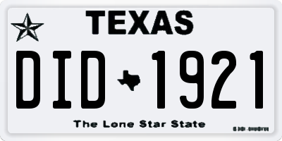 TX license plate DID1921