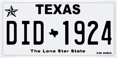 TX license plate DID1924