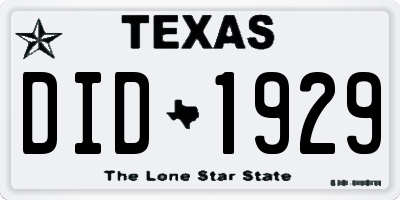 TX license plate DID1929
