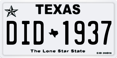 TX license plate DID1937