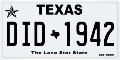 TX license plate DID1942
