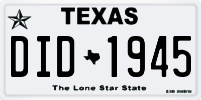 TX license plate DID1945