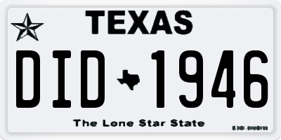TX license plate DID1946
