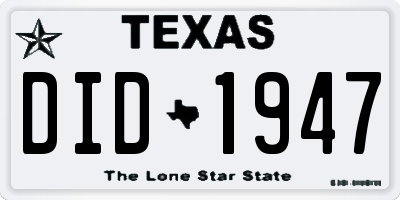 TX license plate DID1947