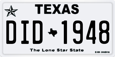 TX license plate DID1948