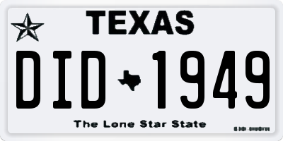 TX license plate DID1949