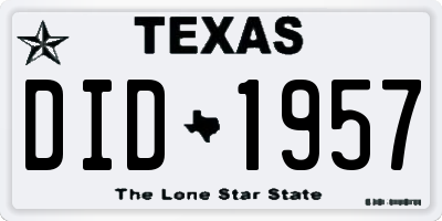 TX license plate DID1957