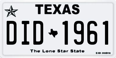 TX license plate DID1961