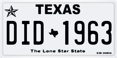 TX license plate DID1963