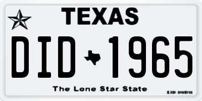 TX license plate DID1965