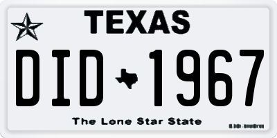 TX license plate DID1967