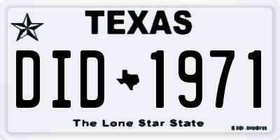 TX license plate DID1971