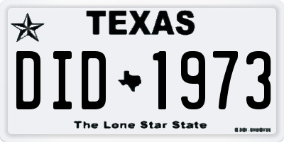 TX license plate DID1973