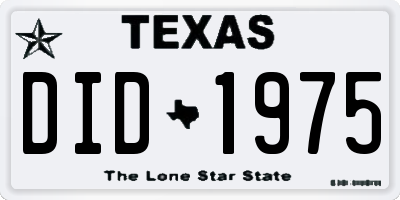 TX license plate DID1975
