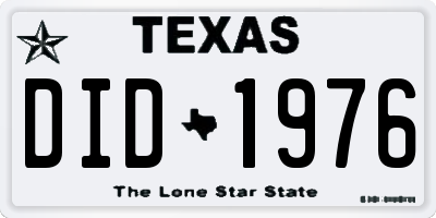 TX license plate DID1976