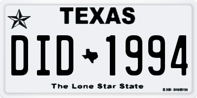 TX license plate DID1994