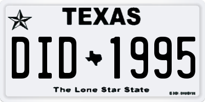 TX license plate DID1995