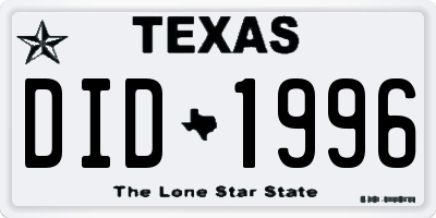 TX license plate DID1996